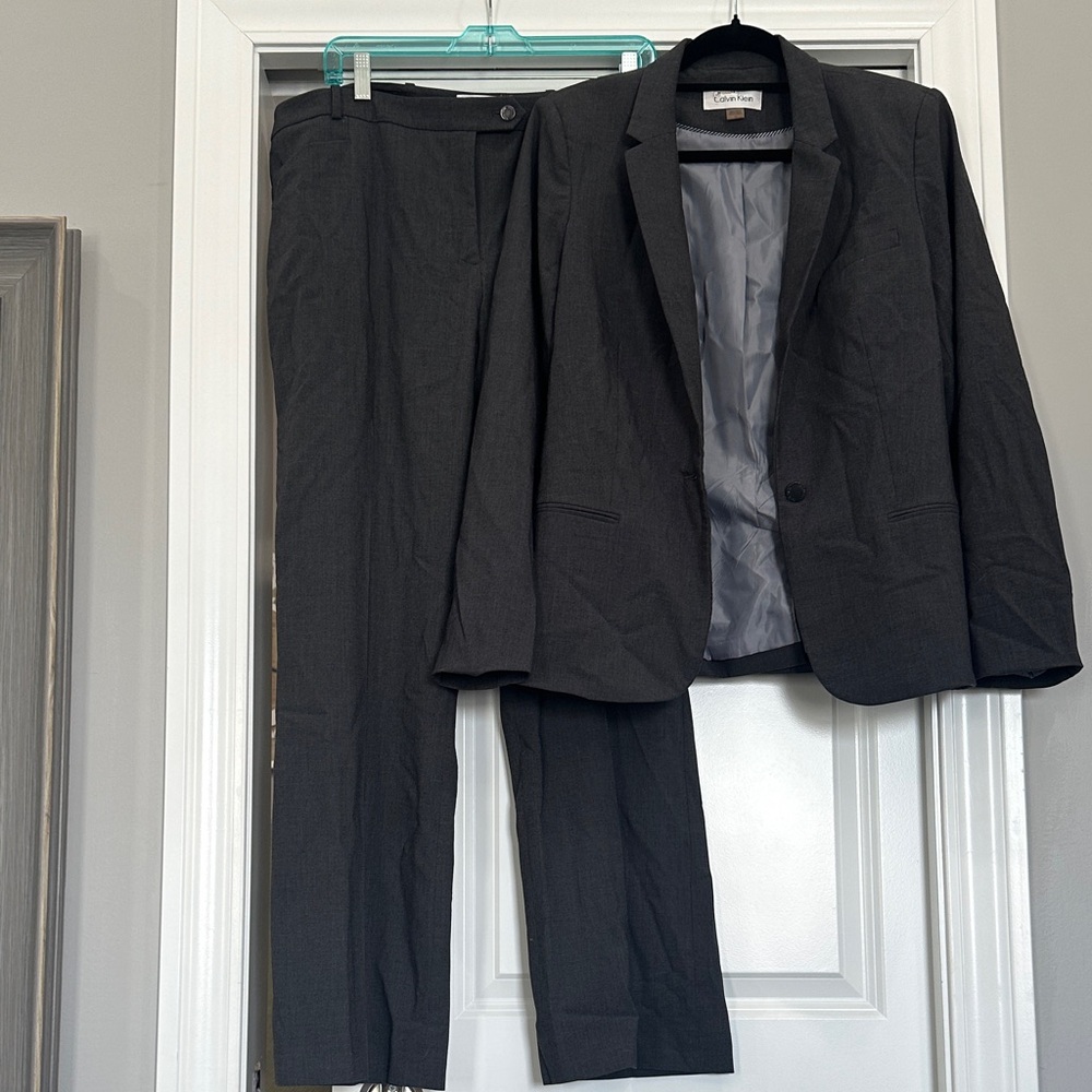 Calvin Klein Dark Gray Blazer and Pants Set